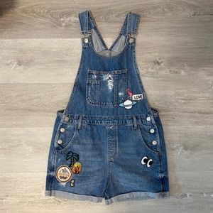 topshop denim overall shorts
